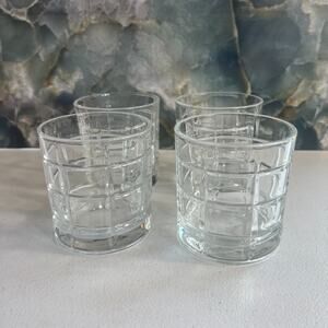 Studio Crystal Clear Whiskey Glasses Set of 4 3.5" Tartan